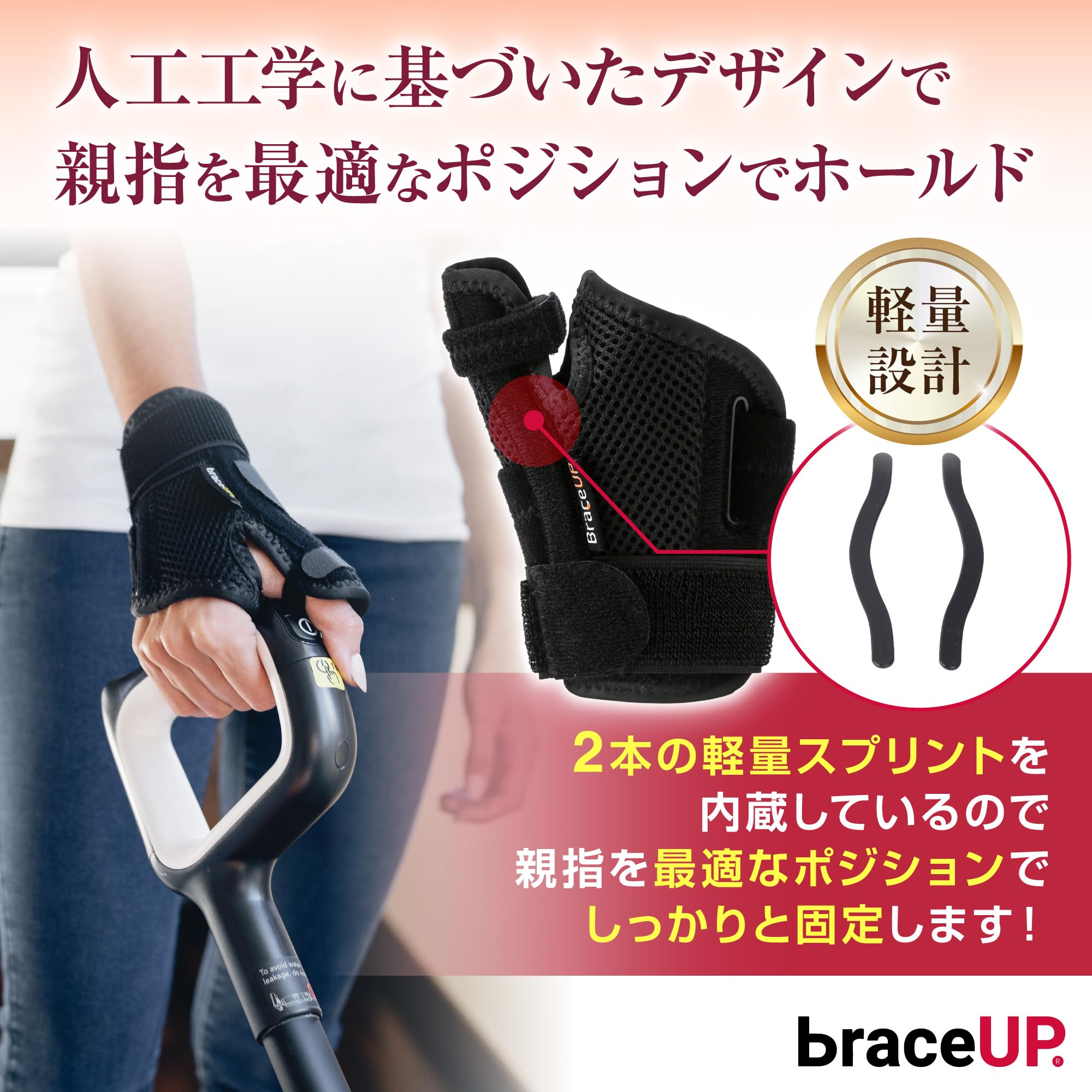 BreU 親指 サポーター 親指付け根サポーター 手首 副木付き 親指固定 家事 育児 パソコン/スマホ操作（男女左右兼用） 3