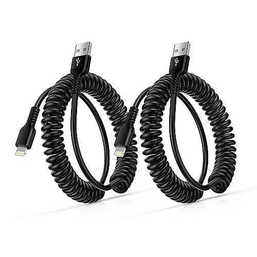 ライトニングケーブル コイル MFi認証 & arlay対応 ihone 充電ケーブル カールコード 11.5 伸縮 高耐久..