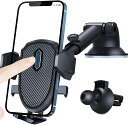 GEERAスマホ車載ホルダー 360度 伸縮アーム ワンタッチ 粘着ゲル吸盤&エアコン吹き出し口式兼用 スマホスタンド 車載ホルダー 車 携帯ホ