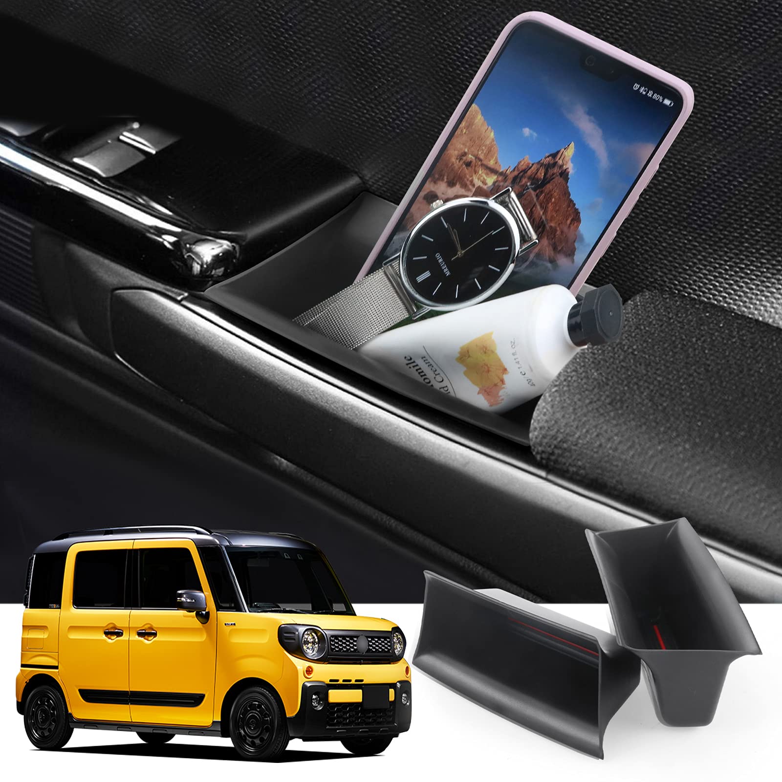 ・ ギア ・・ize:ギア・対応車種:スズキ pecia Gear 017+・優れた素材：高品質のAB素材を採用します。味や毒がないし、環境に優しいし、耐久性も高いです。防水性能が良いで、汚れたら水で洗われて、繰り返し使用できます。・収納性・便利：収納ボックスは小物などの保管に使用できます。 ティッシュ、カード、鍵などを置くことができます。小物などの収納に便利です。・滑り止め設計：収納ボックスには、防水性と滑り止めのラバーマットが付けています。運転中に小物が動いた時の騒音を軽減します。・アフターサービス：発送前に厳しい検品を行います。商品が不足、破損やサイズが合わない場合、また取り付けについて何か質問があれば、弊店は必ずお手伝いします。説明 対応車種:スズキ pecia Gear 017+