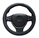 車用 ハンドルカバー 軽自動車 Sサイズ 本革 メッシュタイプ 通気性よし グリップ感よし ステアリングカバー ブルー Y11