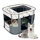 ROUHEペットサークル 折りたたみ 80 c*60 c*55 c 長方形 室内 猫 犬 ケージ 屋根付き 折り畳み 哺乳期 ペット分娩室 大空