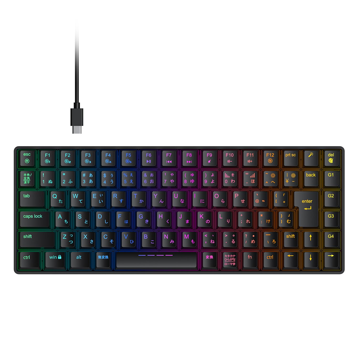 樂天商城 - ilev ゲーミングキーボード テンキーレス 赤軸 メカニカル キーボード 日本語配列 88キー 75%サイズ RGB 3種類 バックライト カ