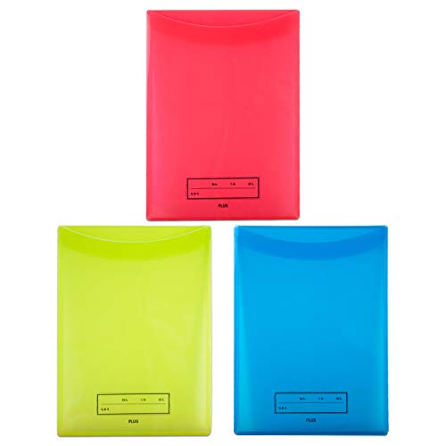 プラス 年組氏名 スクール れんらく袋 フタ・マチ付き 3冊セット 3色入・各色1冊