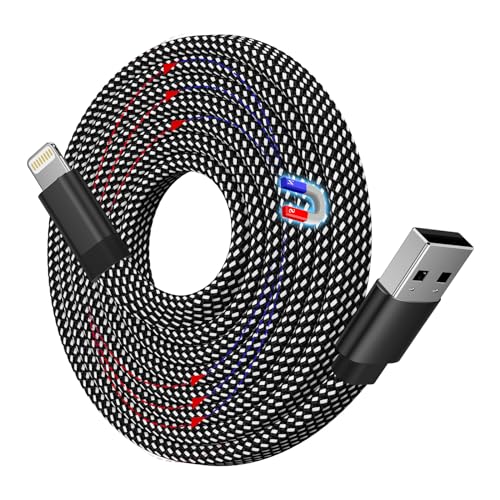 Matae phone充電ケーブル フラット平形 磁力自動収納 ライトニングケーブル MFi認証 アイフォン充電ケ..