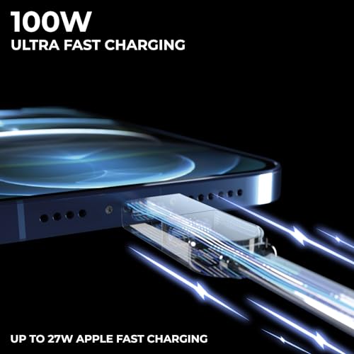 qare inhare X 6in1 マルチ充電ケーブル 100Wの高速充電が可能なポータブルBケーブル 0.3 白