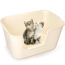 猫用トイレ 大型 大容量 深め 飛び散らない 猫用 トイレ 本体 大きい猫 多匹飼い 大きいトイレ 飛び散り防止 簡単掃除(6×4.5×3.5c