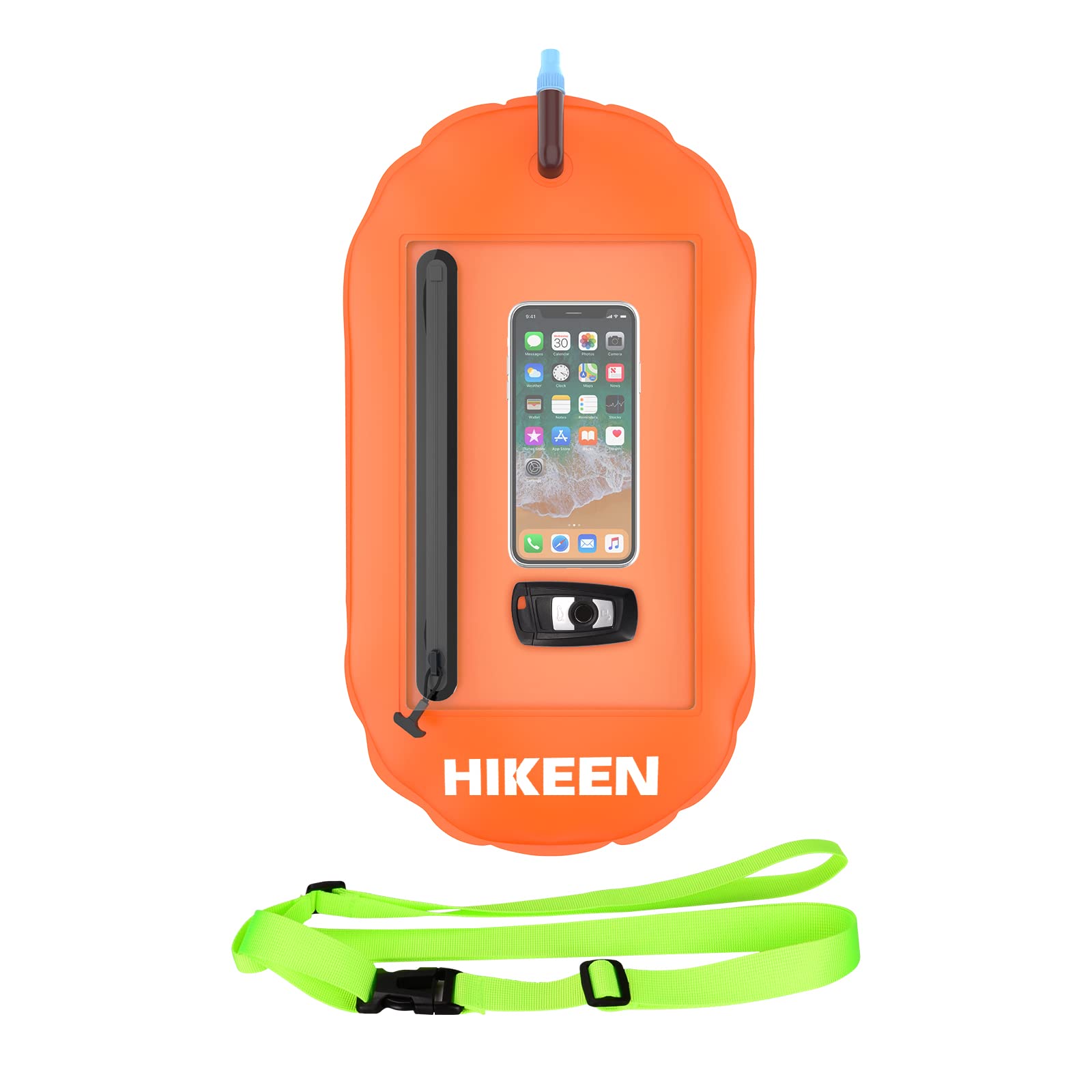 Hikeen スイミングブイ 収納スペース付き 防水性のある スイムセーフティフロート 調節可能なウエストベルト オープンウォータースイマーに適