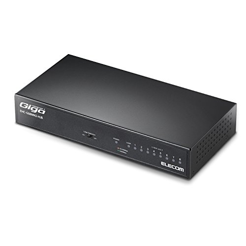 エレコム スイッチングハブ ギガビット 8ポート 金属筐体 マグネット付 電源内蔵 ブラック EHG08MNHB
