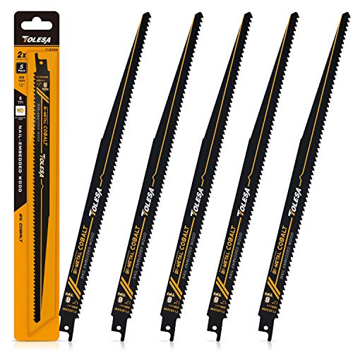 レシプロソー替刃 6山 300 バイメタル コバルト ネイル埋め込み木材切削 セーバーソーブレード 5枚入れ…