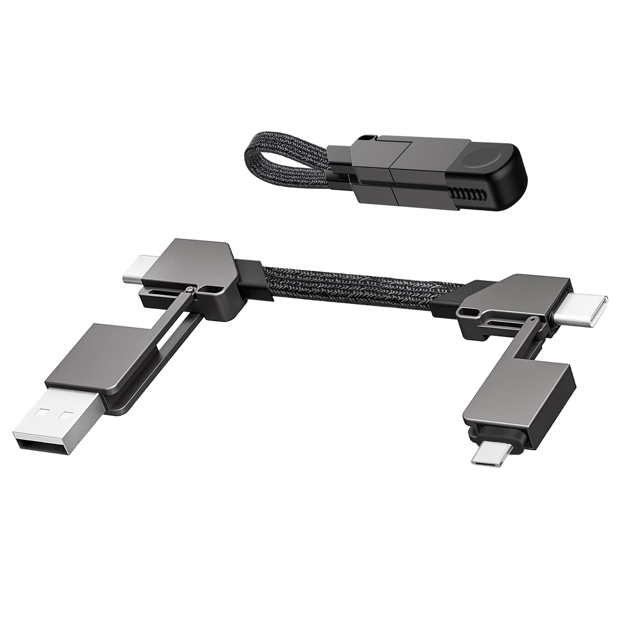 ・ディープグレー バージョンアップ ・・ize:バージョンアップolor:ディープグレー・1本で6役「BA to ip」「BA to ype」「BA to Micro」「ype to ip」「ype to ype」「ype to Micro」の6パターンを組み合わせられます。ype搭載の各種パソコン、スマホの他、モバイルバッテリーや従来のBデバイスにも対応しています。コネクタ×種類で有出力があり様々な機器に対応、希望のデバイスを素早く充電出来ます。ご注意：ipとマイクロBは同じ端子で使用可能です・コンパクトで高品質磁気接続機能を搭載し、ヘッドを簡単に連結してキーホルダーに掛けます。 亜鉛合金製ケースとナイロン材料で作られます。ナイロンの高弾性布が耐久性あり、耐挿抜の亜鉛合金コネクタを採用しており、繰り返しの差し込みと抜き出しや保管にも耐えられるほど強力です。接続性、互換性、パフォーマンスが優れているマルチケーブルです。充電ヘッドの保護と紛失防止の為、シリコン素地の保護キャップがついています。・