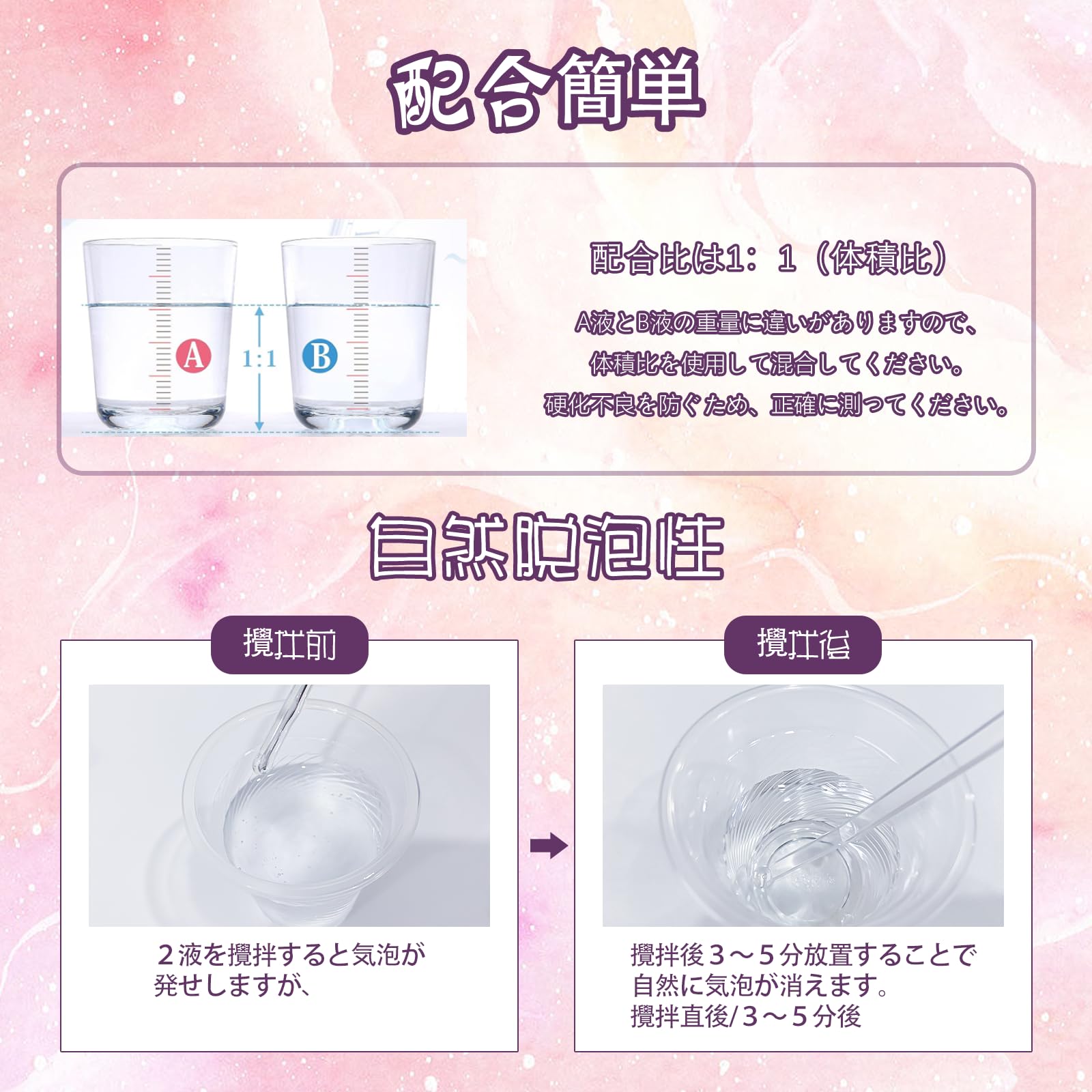 エポキシ樹脂 液性レジン液 大容量 946/3OZ 高い透明 低刺激性 ハードタイプ 混合比率1:1 エポキシレジン液 DY 手芸用品 lachic12-10156941 La chic ラ・シック サンプル画像3