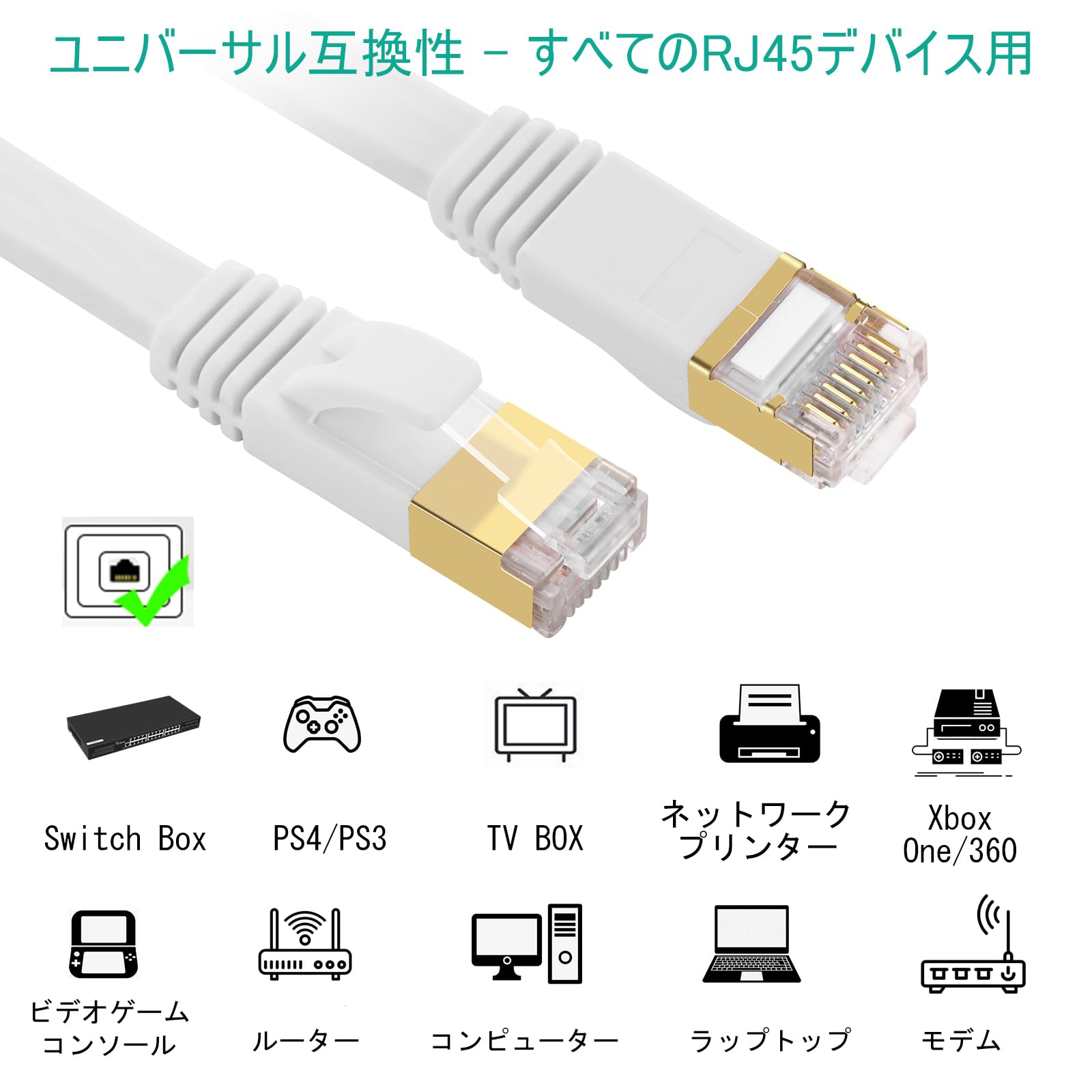 at8 ANケーブル 1M 超高速 40Gbps/000MHz カテゴリー8 準拠 イーサネットケーブル 隙間 有線ランケーブル インターネッ