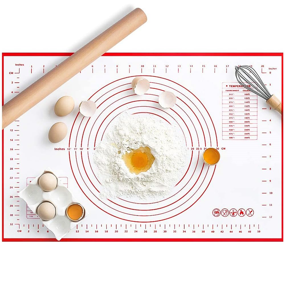 Rakuten - OYEEY クッキングマット 40×60c パンこねマット 大きいサイズ 製菓マット パン作りシリコンマット 耐熱 滑り止め 目盛り付き 繰り返