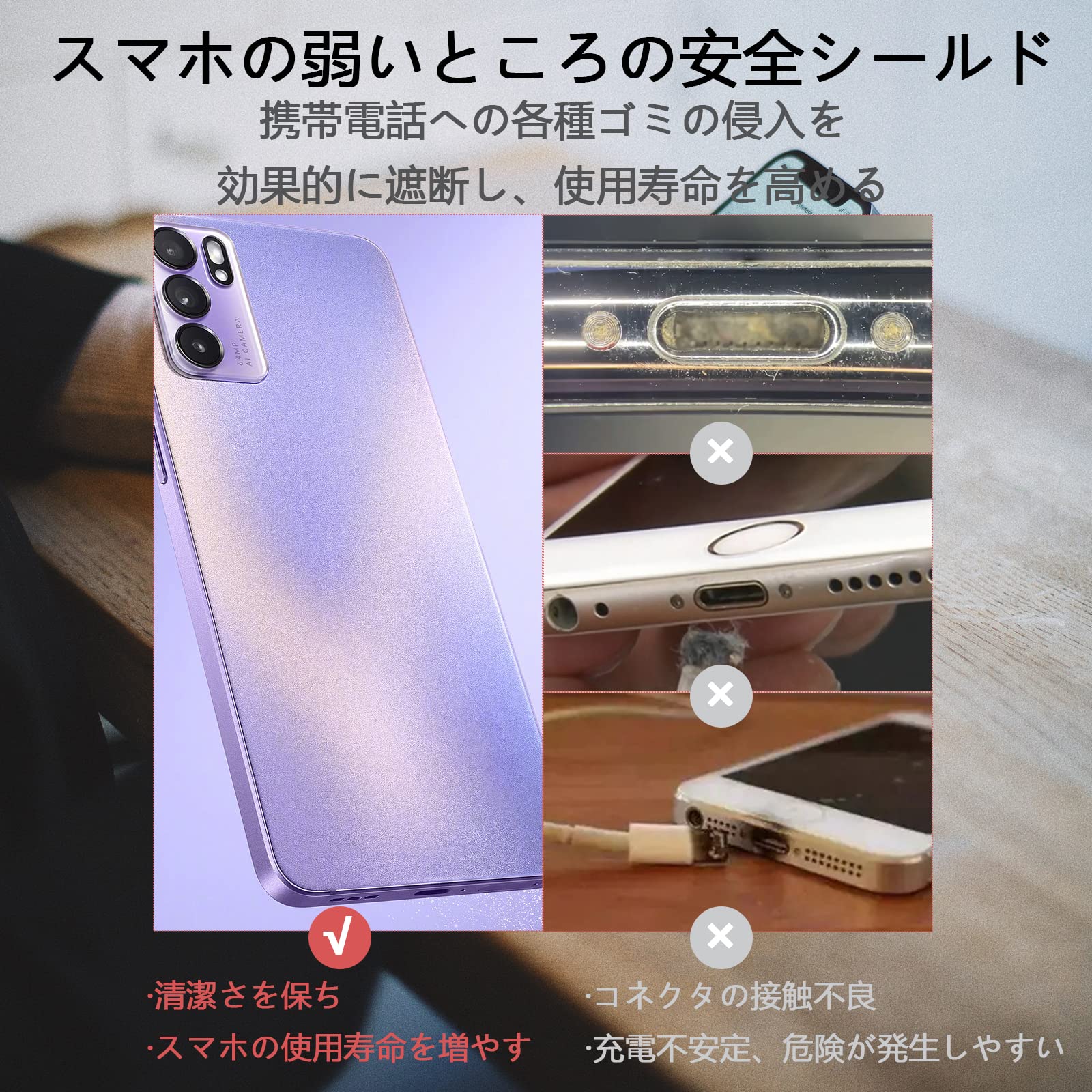 ype コネクタカバー 個入り 携帯ケース用 保護キャップ 紛失防止 超耐久性 防水 防塵 アルミニウム合金製 充電コネクタカバー 半透明シリ