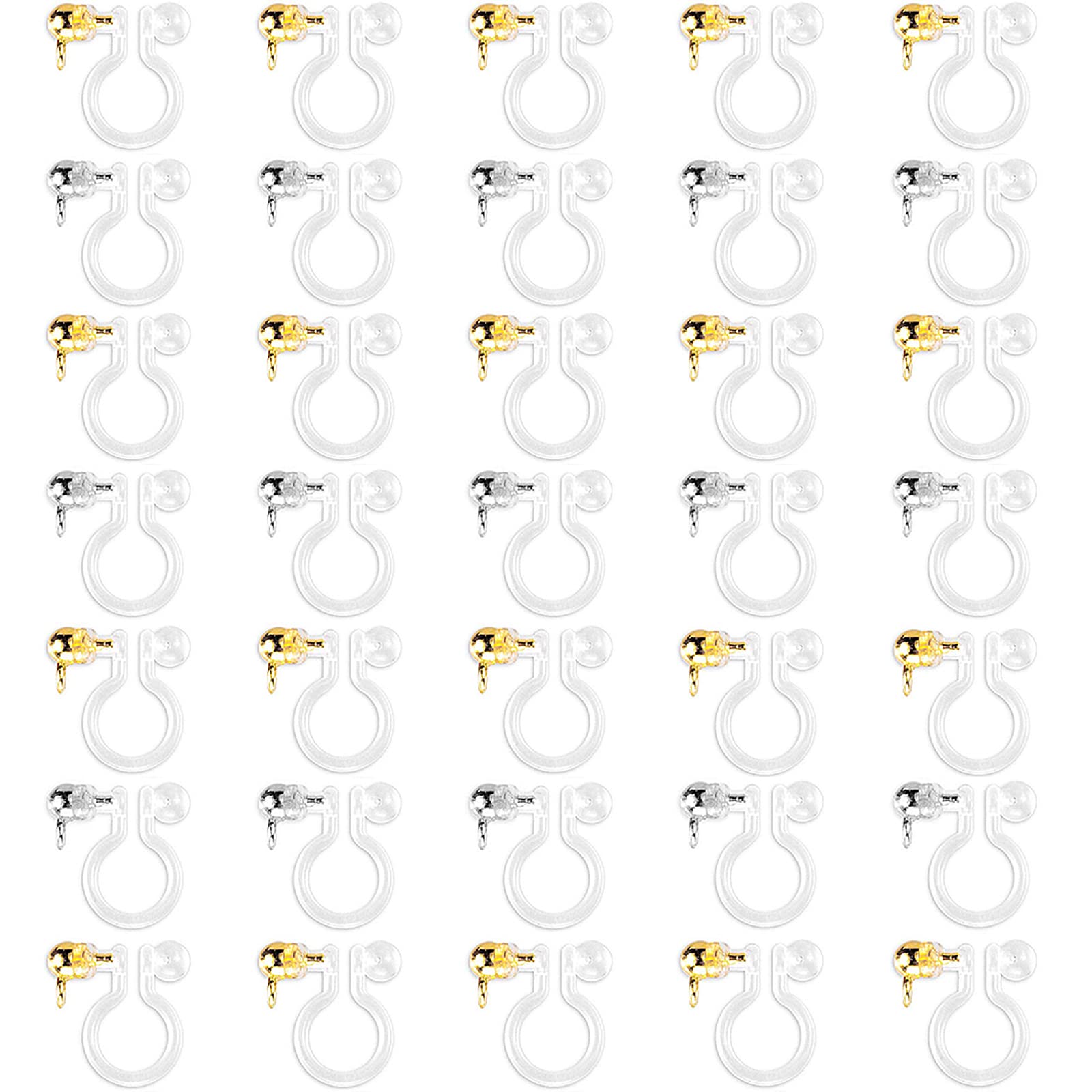Rakuten - サムコス ノンホールピアス 樹脂 イヤリング セット カン付き 0ペア40個 縦カ 丸玉 ン ゴールド シルバー 色 イヤリング 樹脂 透明色