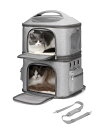 HUKDA 猫 匹 リュック 分離可 キャリー 層 ペット キャリーバッグ 小型犬 ソフトクレート 折りたたみ可 マット付き way 通院用 グ