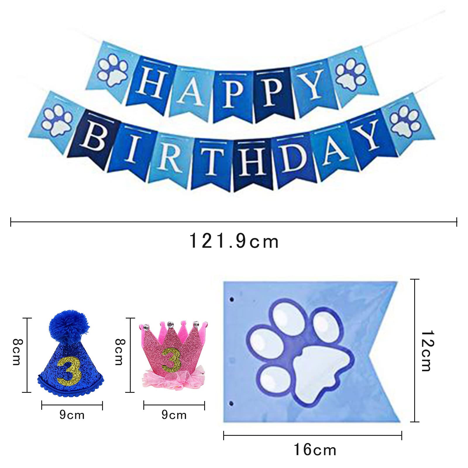 La chic ラ・シックの犬 バースデー 誕生日 スタイ ペット 飾り付け 猫 誕生日帽子 バンダナ 風船 バナー ペットグッズ おしゃれ 記念日 メモリアル パーティー｜アングル2