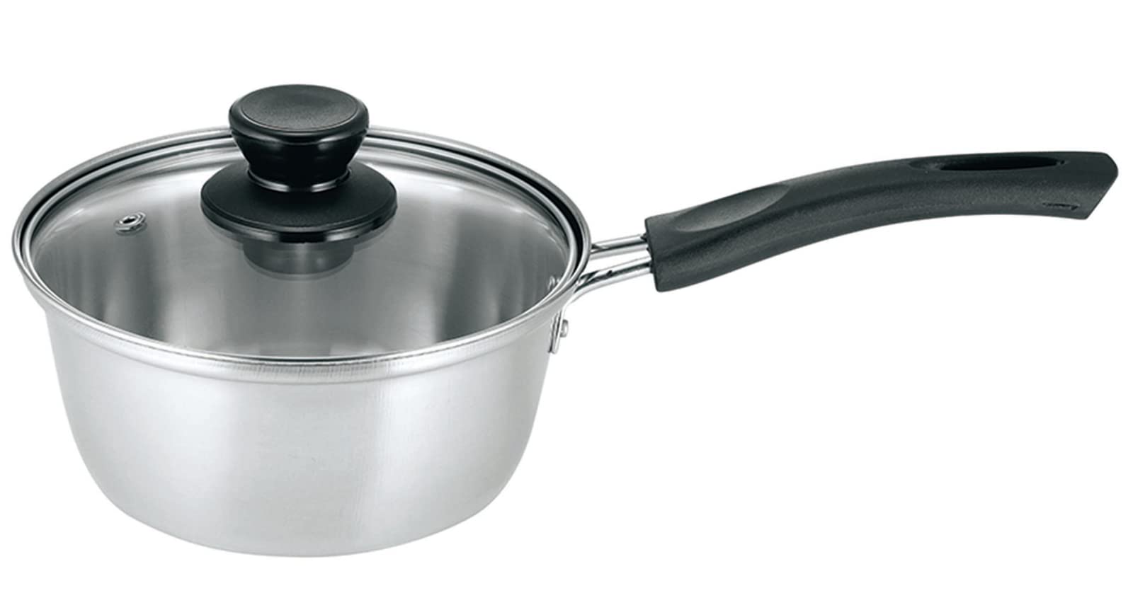 カクセーksee 片手鍋 16c 満水1.4 サビにくい ステンレス製 ガラス蓋 軽い H対応 ニルワーカ NW01 シルバー
