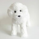 ニニアンドキノ ぬいぐるみ 犬 リアル トイプードル (ホワイト 白) 自由にポーズが変えられる 全長約33c 本物そっくり ペット