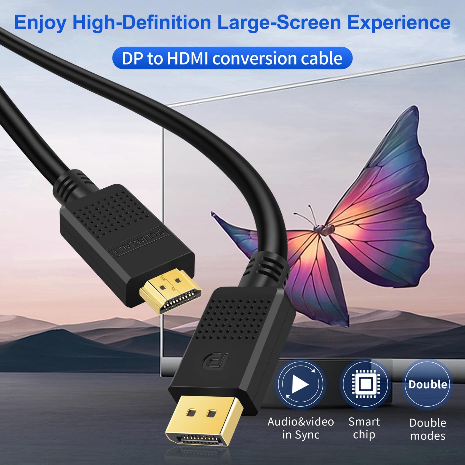 ABE Displayort HDM 変換ケーブル D HDM ケーブル 4K@30Hz K@60Hz 1080p@10Hz ディスプレイポート