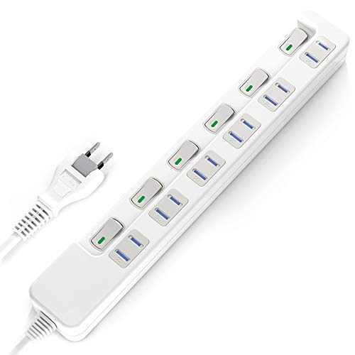 AYBOUR 電源タップ 雷ガード 個別スイッチ 節電タップ おしゃれ省エネAコンセント 6個口 E認証済 延長コード 5 ホワイト AYBOUR 電源タップ 雷ガード 個別スイッチ 節電タップ おしゃれ省エネAコンセント 6個口 E認証済 延長コード 5 ホワイト