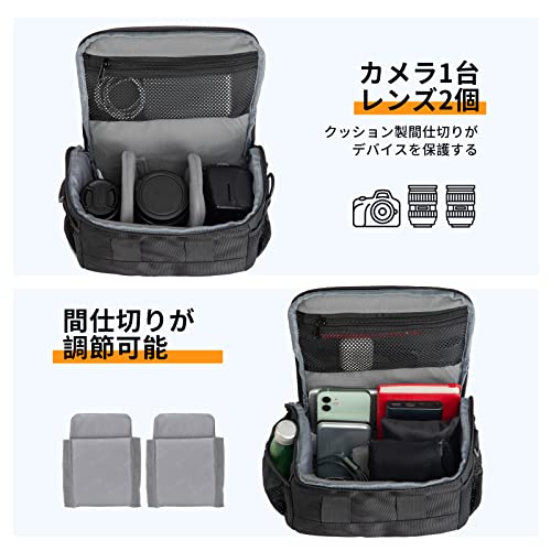 ARON カメラバッグ ショルダーバッグ コンパクト 軽量 撥水加工 ボディバッグ スリ...