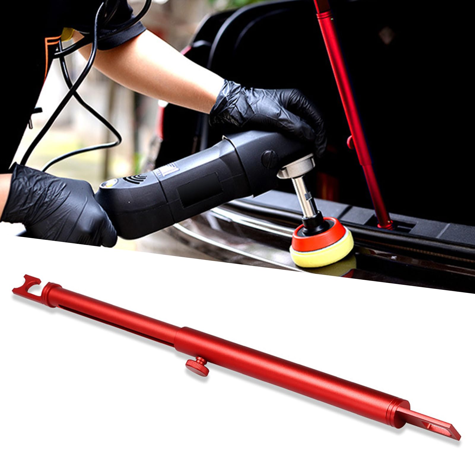 車用 リアゲートストッパー 車用ドアストッパー ストッパー 945cの長さ調節可能 半開保持 塗装・研磨仕上げ 車内換気 レッド