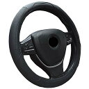 車用 ハンドルカバー 軽自動車 Sサイズ 本革 メッシュタイプ 通気性よし グリップ感よし ステアリングカバー ブラック Y11B