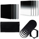 XOURE 角形フィルターセット 8枚 ND ND4 ND8 ND16 GND GND4 GN8 GND16 9枚金属アダプターリング 1枚ホル