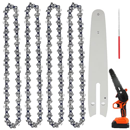 4本入り チェンソー 替刃6インチミニチェーンソー電動のこぎりアクセサリー 木工切断 枝切り伐採 家庭..