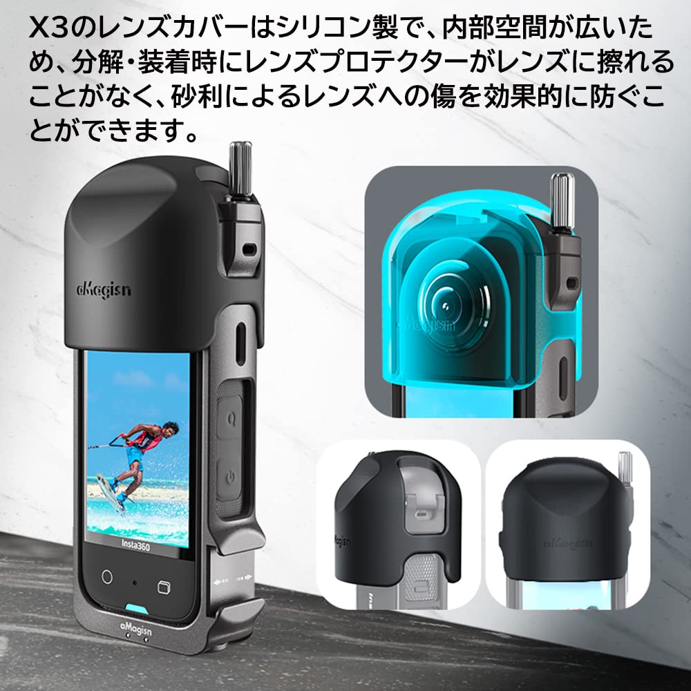 X3対応 カメラケージ+レンズキャップ メタル フレーム アルミニウム合金保護ケージ...