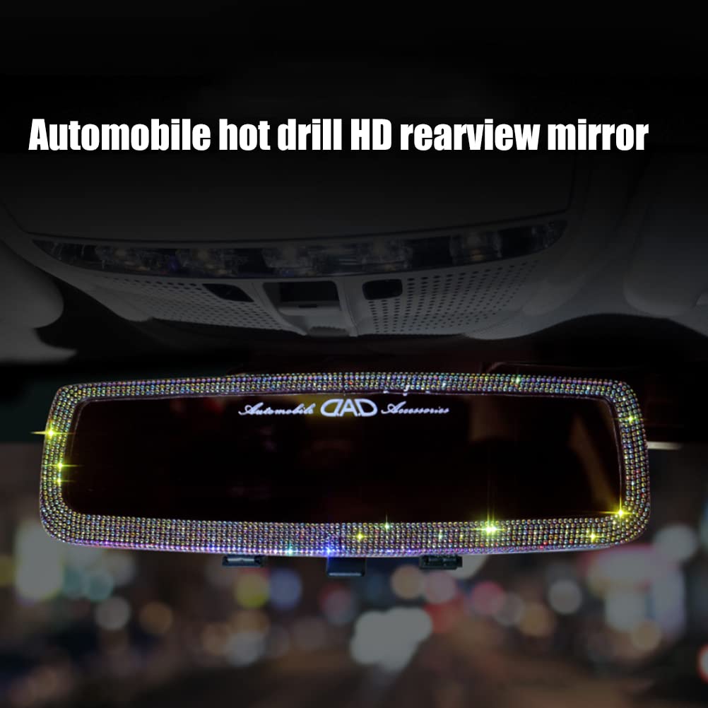 Excras 車載バックミラー 車用リアビューミラー ラインストーン 人工 ダイヤモンド キラキラ光るカーミラーアクセサリー 車用ルームミラー