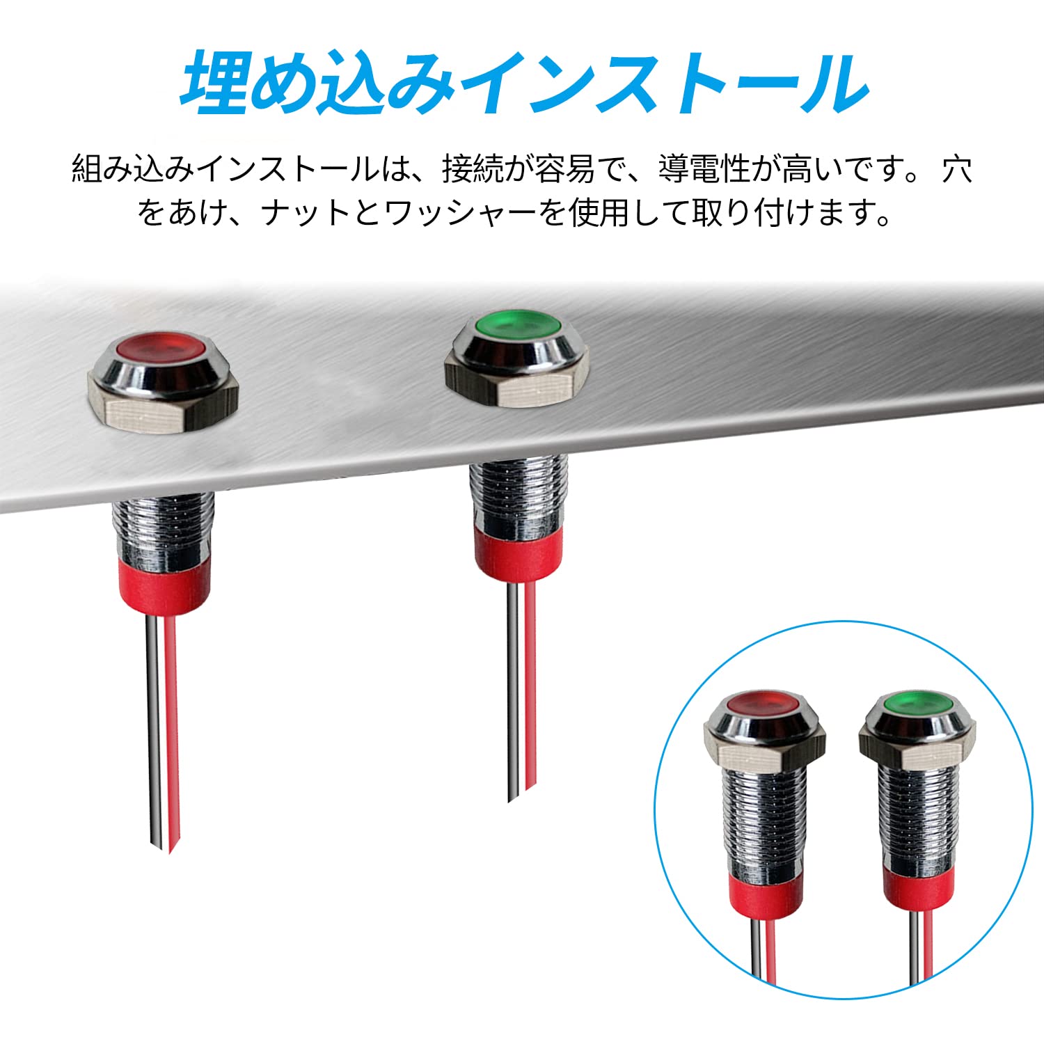 oollooda 6 14V/D 防水インジケータライト 10個 パイロットライトシグナル 6取付 パイロットランプ 電源インジケータ 警告灯