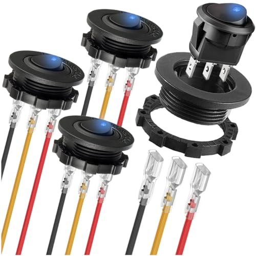 4個 ラウンド ロッカー スイッチ シェル D 1V 0A 4V10A ブルー ライト スイッチ 3ピン オン オフD トグ..