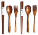 KXGYK 木製 スプーン 箸 フォーク 6点