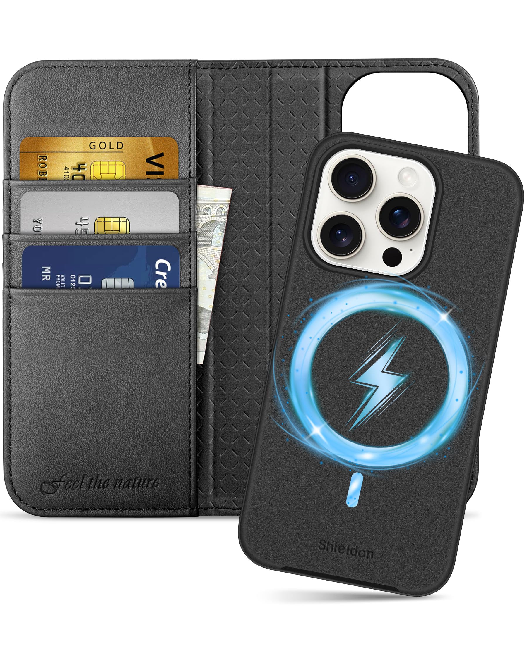 HED ihone 15 ro 対応手帳型ケース in1分離式 本革 取り外し自由 あいふぉん15 プロ 携帯カバー 衝撃吸収 カード収納 横置