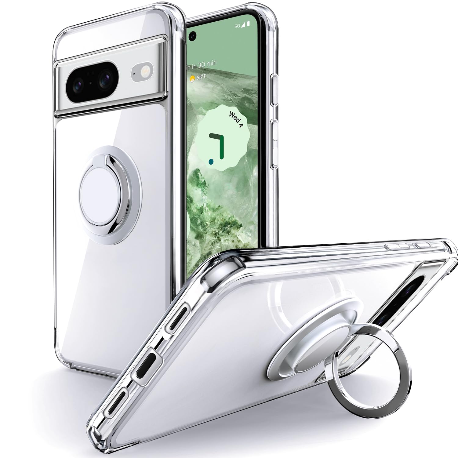 Rakuten - away ixel 8 用 ケース リング付き 耐衝撃 すり傷防止 四隅がエアクッション構造 スタンド機能 軽量 薄型 U ソフト 透明 バンパ