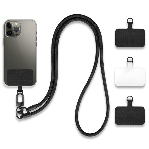 スマホショルダー 直径7 ホルダー3枚 スマホストラップ 携帯ストラップ 斜めがけ 肩掛け 首掛け 落下防止 調節可能 全機種対応 ブラック スマホショルダー 直径7 ホルダー3枚 スマホストラップ 携帯ストラップ 斜めがけ 肩掛け 首掛け 落下防止 調節可能 全機種対応 ブラック