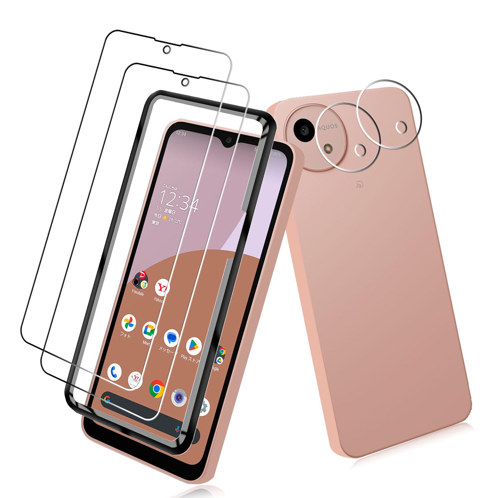 4枚セット 枚 AQUO Wish 4 ガラスフィルム ギャラクシー Wish 4 専用保護フィルム + 枚 AQUO Wish 4 カ..