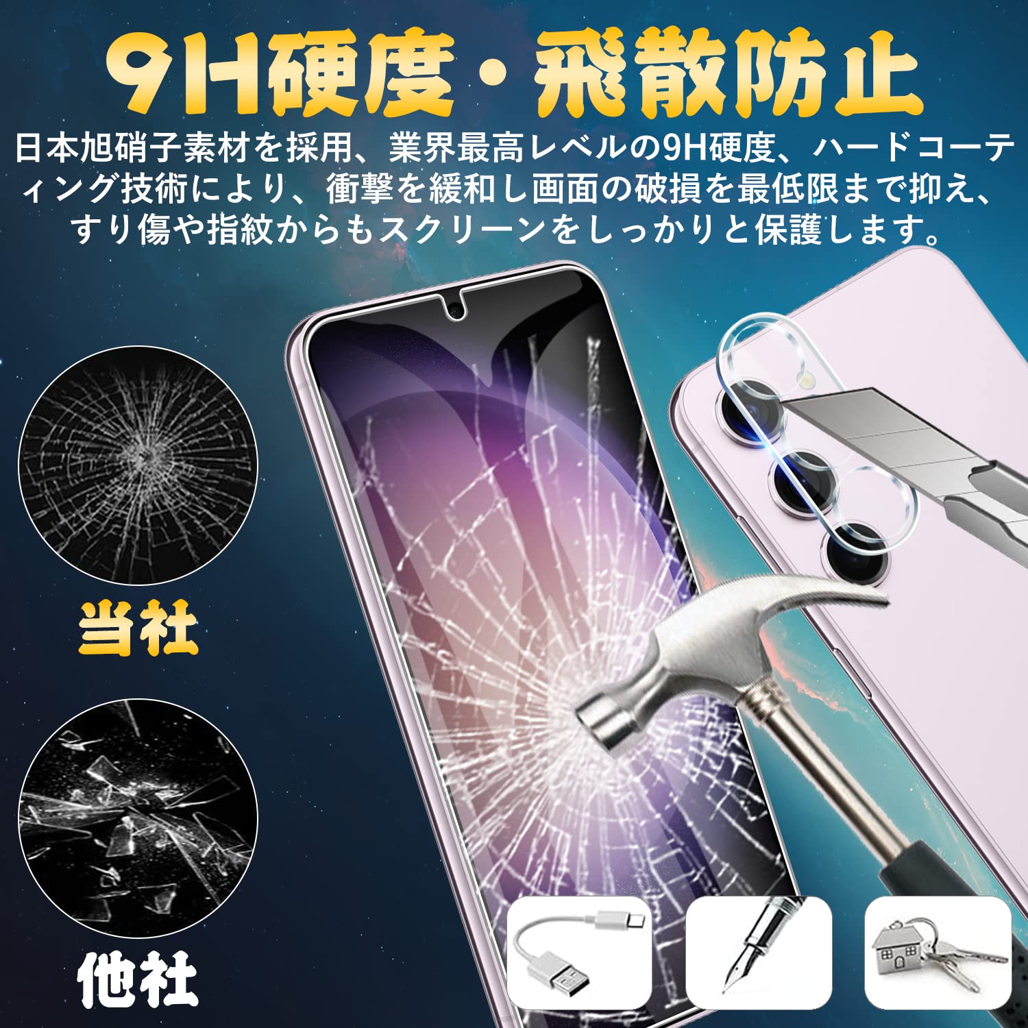 4枚入りGalaxy 3 ガラスフィルム 枚＋ Galaxy 3 カメラフィルム枚旭硝子素材製 Galaxy 3 フィルム 51D/G19ガラス lachic12-10163299 La chic ラ・シック サンプル画像3