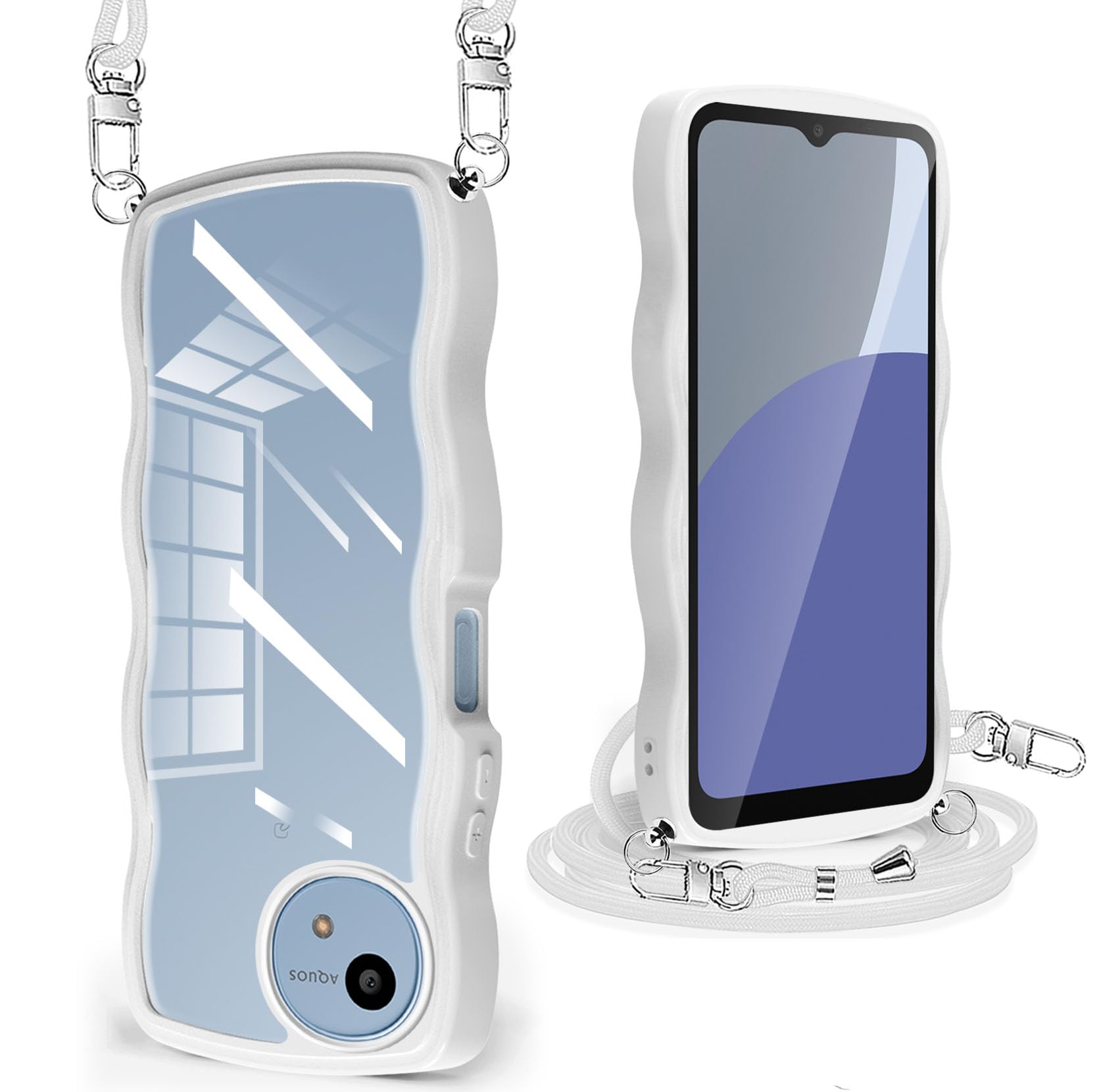 Rakuten - AQUO Wish4 ケース クリア ショルダー 耐衝撃 AQUO Wish4 H5E ケース 人気 かわいい カバー 透明 アクオス Wish