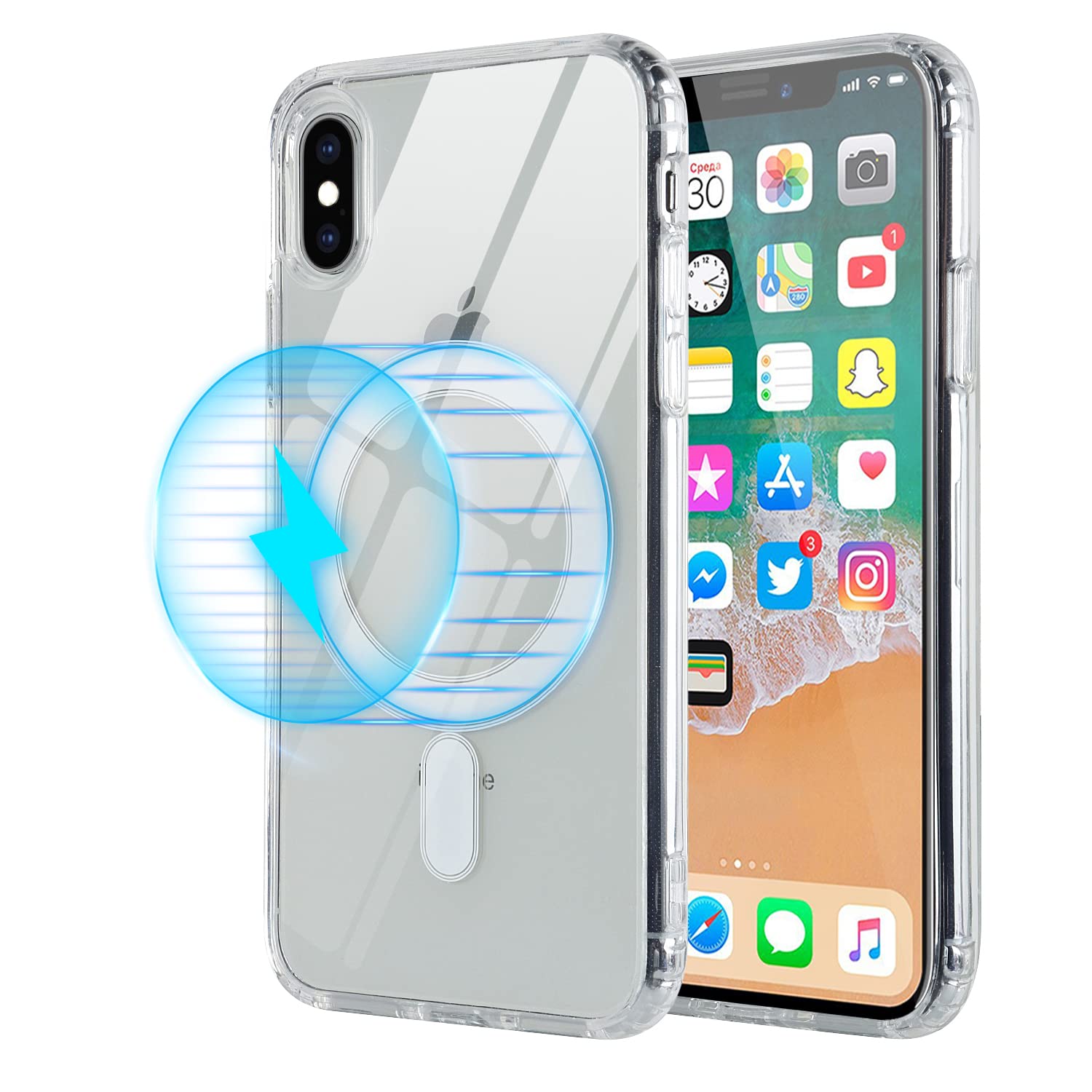 Rakuten - ipvina ihoneXケース Masafe 対応 ihoneXケース スマホケース iphone X 米軍M規格 マグセーフ クリア 耐衝撃