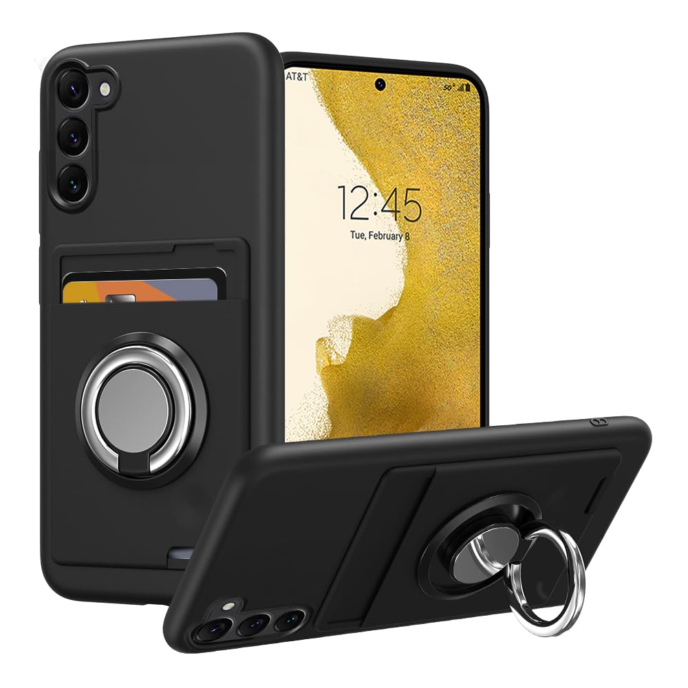 Galaxy ケース G13 51 対応 リング付き シリコン カード収納 ギャラクシー ケース スタンド機能 360°回転リング 滑り止め