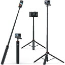 カメラ三脚 Gopro用三脚 スマホ 三脚 コンパクト 自撮り三脚 140c延長 軽量 三脚/一脚兼用 5段階伸縮 insta360用自撮り棒