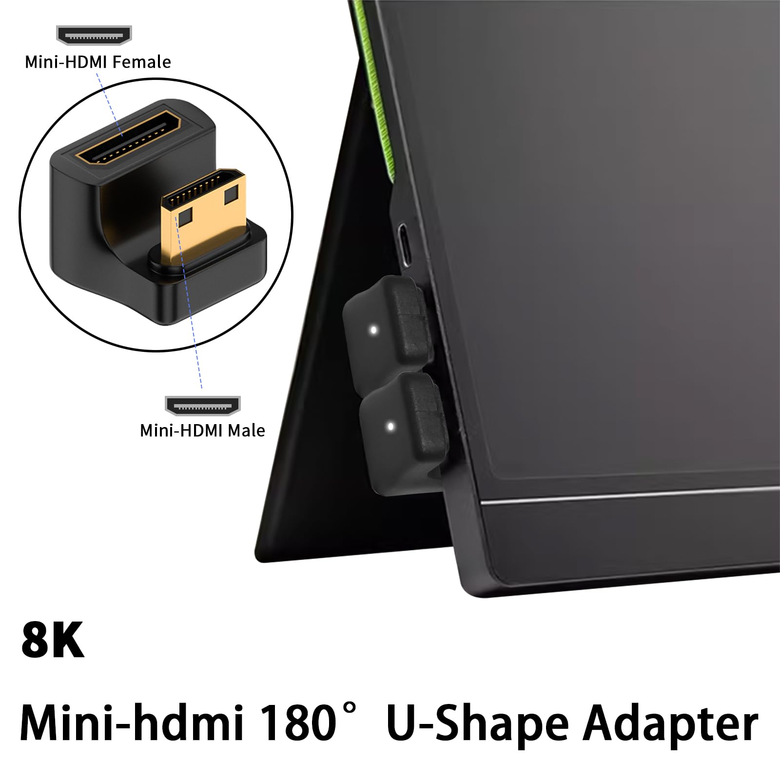 Dttek 8KミニHDMアダプタ、U字型ミニHDMオスミニHDMメスアダプタ48Gbps下向きミニH...
