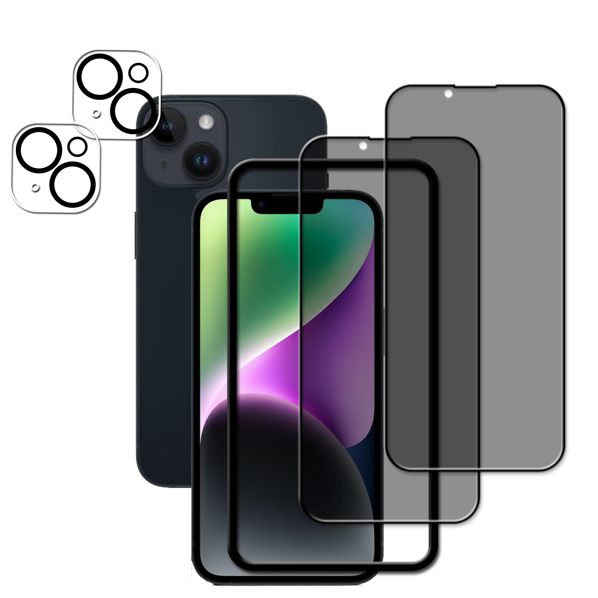 +枚入り覗き見防止 硝子採用 iphone15 用 ガラスフィルム カメラフィルム 強化 ガラス 液晶画面 保護フィルム