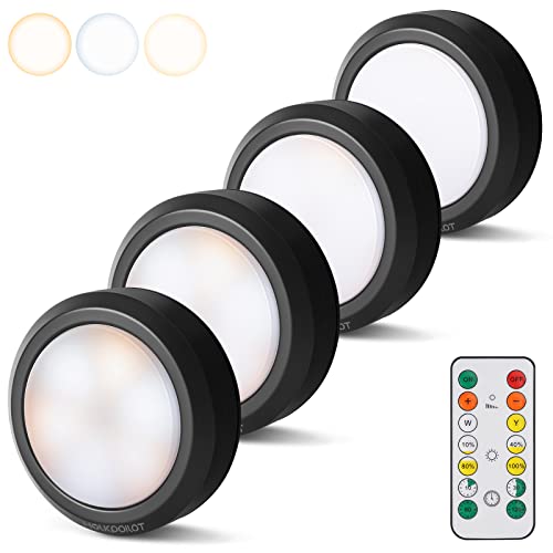 ライト 4個セット 電池式 キッチンライト HOKOO 明るさ調整 昼光色/電球色/温白色に切り替え 切タイマーで自動消灯 付き 小型 手元ライ