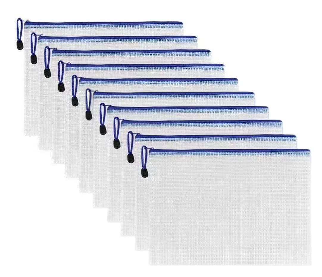 10個入 ジッパー式ファイル袋 ファイルケース メッシュドキュメントバッグ 新聞 雑誌 現金 ジッパー フ..