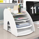 UNA 卓上収納 ラック 書類ケース 事務用品 デスク収納 書類トレー 組み立て式 書類収納ボックス A4トレー 新聞/雑誌/フォルダー/書類入